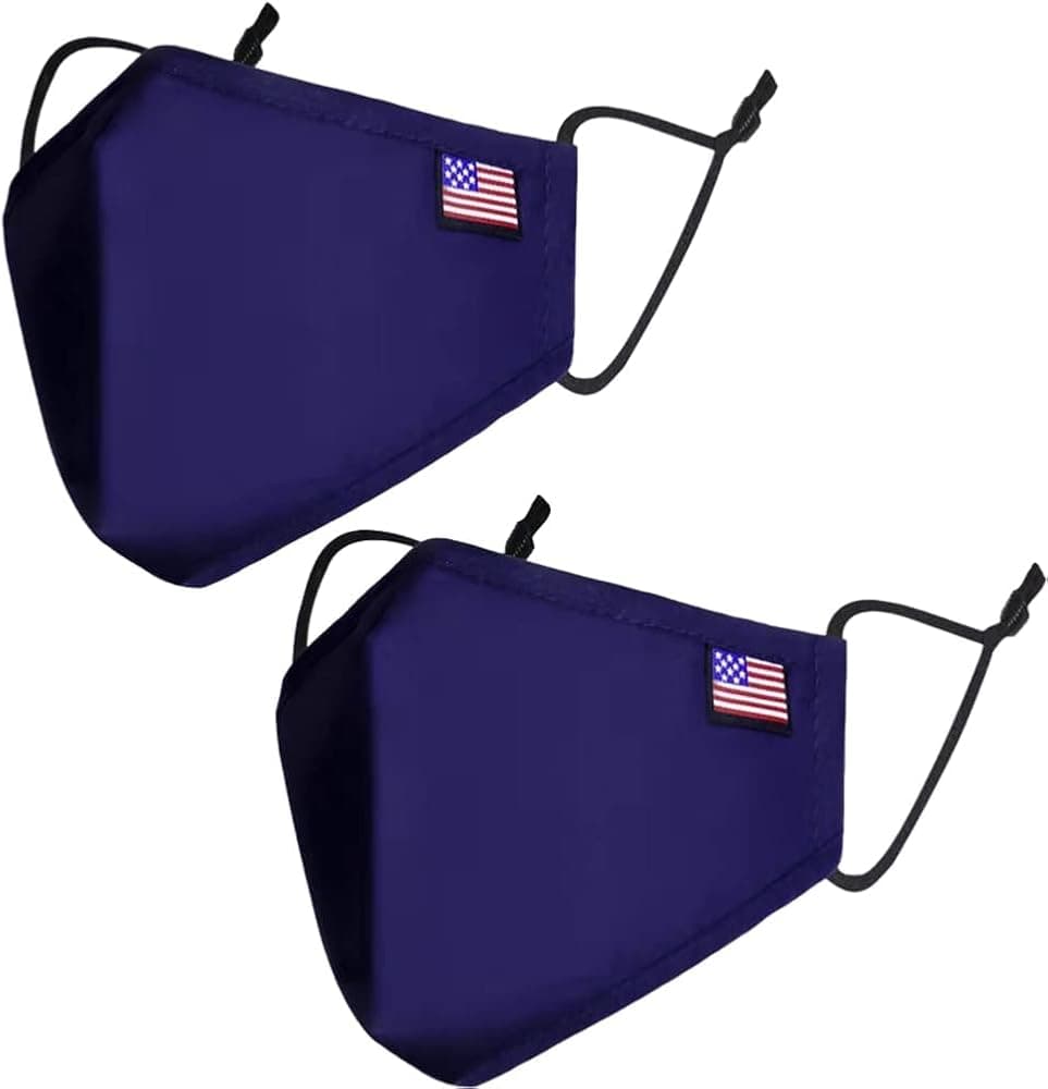 Reusable Cloth Masks for Women Men Face Protection with American USA Flag Black Breathable Elastic Design Fit Most Adult
