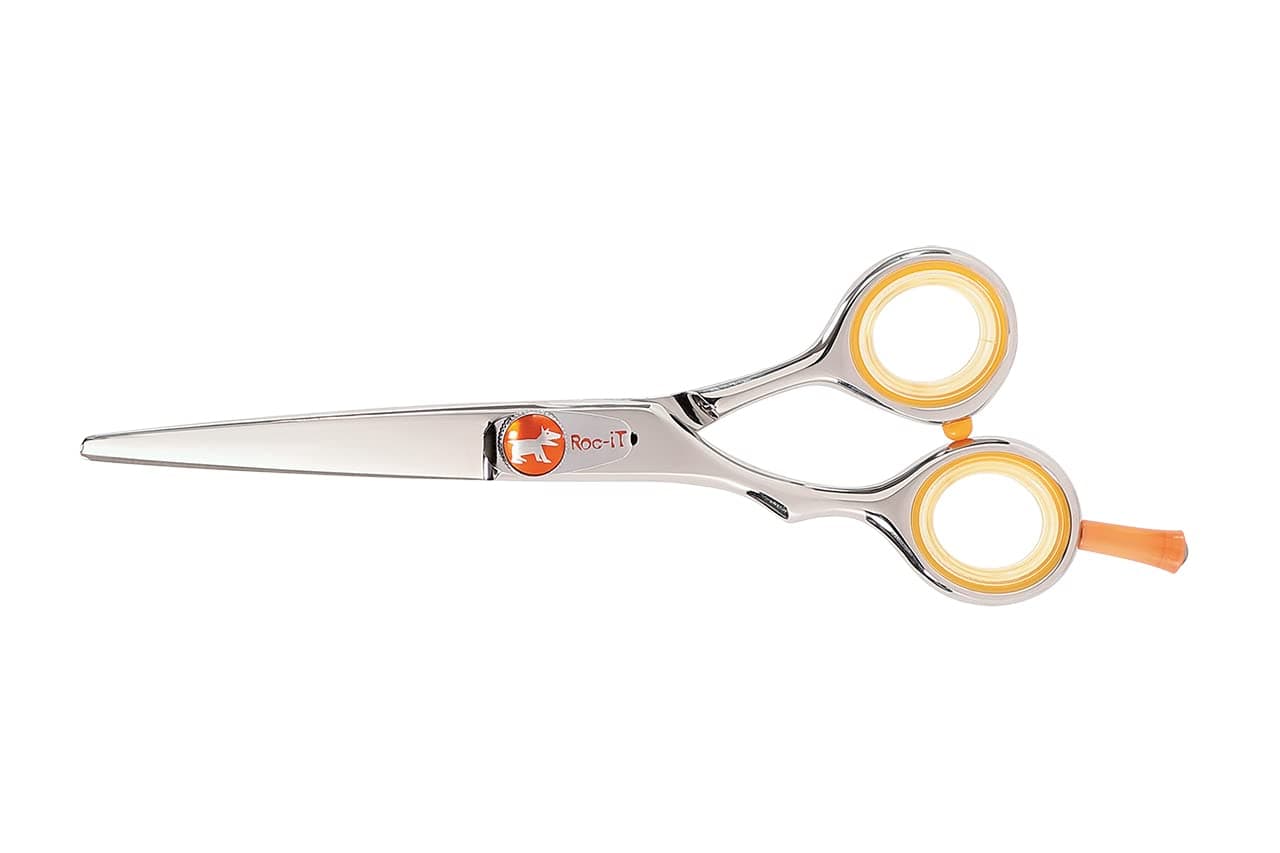 Cricket Centrix Roc-It Dog RL 575 5.75” Lefty Professional Stylist Barber Hair Cutting Shear Precision Cast Convex Blade Scissor Offset Grip, Left Handed
