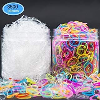 EAONE Elastic Hair Bands 3500 Pieces, Rubber Hair Ties 1500pcs Clear Hair Elastics + 2000pcs Candy Color Headbands with Box Packaged for Girls