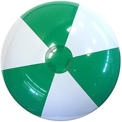 36-Inch Deflated Size Green & White Beach Ball - Inflatable to 28-Inches Diameter