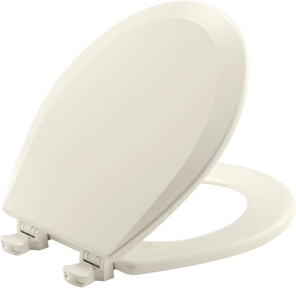 CHURCH 540EC 346 Toilet Seat with Easy Clean & Change Hinge, ROUND, Durable Enameled Wood, Biscuit/Linen
