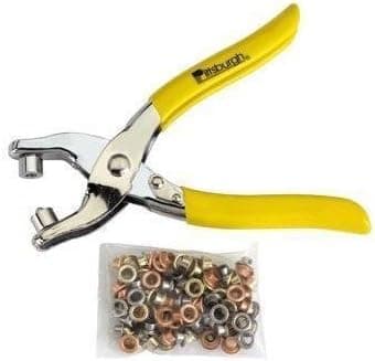 Grommet Pliers with Qty 100 3/16 Grommets of Brass Steel Copper New