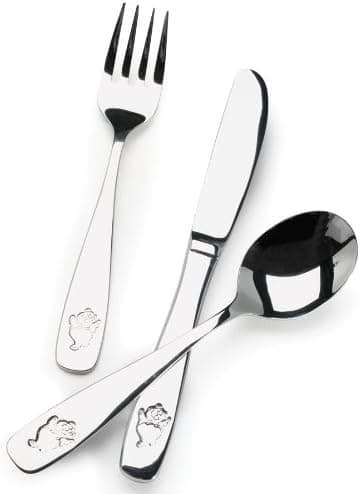 Danesco 3-Piece Stainless Steel Children's Flatware Set, Teddy Bear