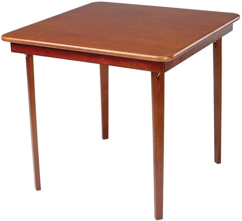 APLAM Hardwood Classic Straight Edge Folding Card Table - Cherry