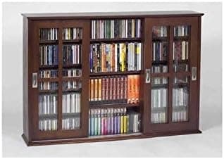 Leslie Dame Wall Mounted Sliding Door Mission Style Media Storage Cabinet, Black