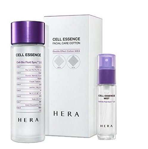 Hera Cell Essence Special Gift Set (Cell-Bio Essence 5.1oz (150ml), Essence Mist, and Facial Care Cotton 60ea)