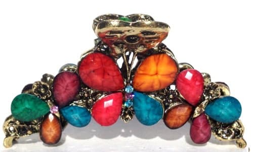 Rhinestone Metal Butterfly Hair Claw Clip Multicolor