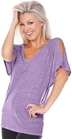 Kavio! Women Snow Jersey V Neck Raglan Dolman Sleeve W. Shoulder Slits