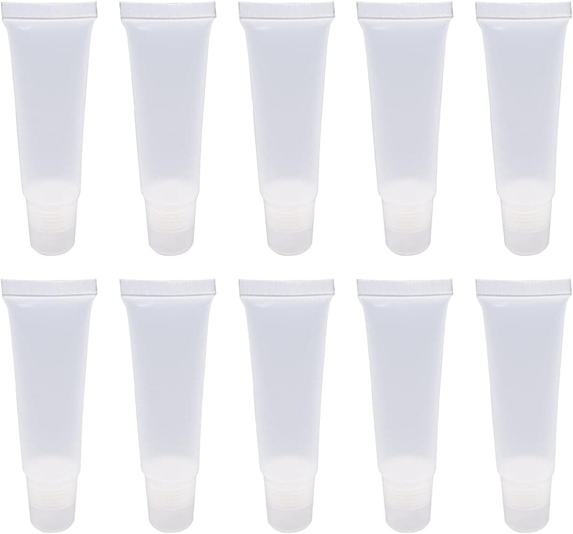Ewanda store 50PCS 10ml Empty Lip Gloss Balm Tubes Lip Gloss Containers Cute Lipgloss Supplies Squeeze Tubes with Bevel Stoppers