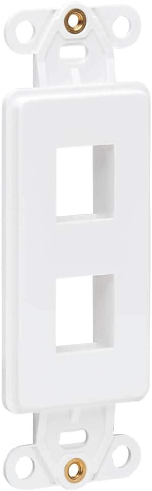 Tripp Lite Decora Wall Plate Insert, Decorative Center Plate, Vertical 2 Port Keystone Jack, White (N042D-002V-WH)