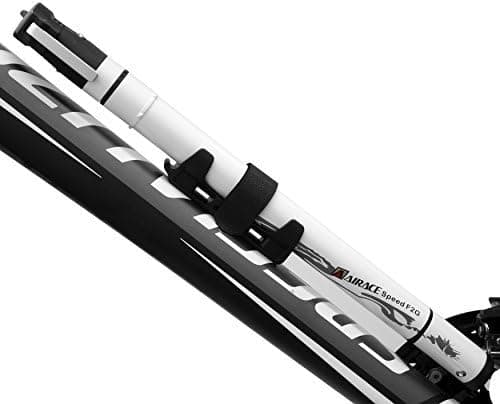 AiraceUSA Bike White Mini Floor Pump with Mini Metal Foot, T-Handle and Gauge - Reversible Presta, Schrader and Dunlop Air Valves - AI-AM-91W