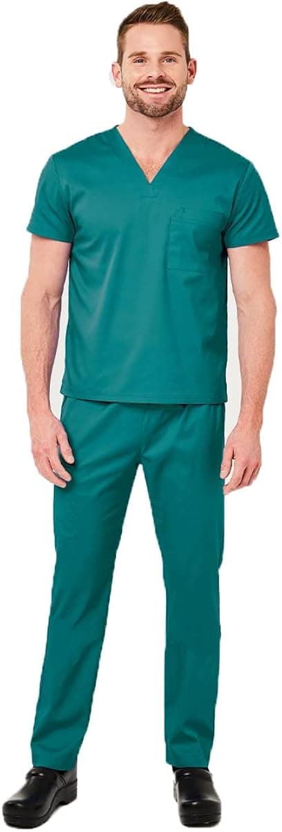 Womens Mens Scrub Set 5 Pocket 4-Way Stretch Unisex V-Neck Top Tapered Pant Elements EL9915
