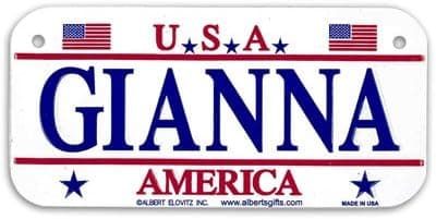 Gift House Gianna USA Bike Plate - Made in USA, 3x6 Embossed Aluminum