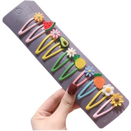 Sunflower-qd Cute Candy Color Hair Clips for Girls Accessories(Fruits+Flower) Small