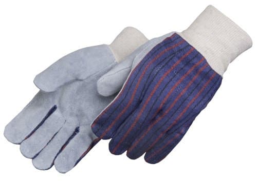 Liberty Glove & Safety 3863 Regular Shoulder Split Leather Palm Men's Clute Pattern Glove with White Knit Wrist (Pack of 12)