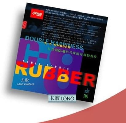 DHS C8 Pips-Long (Out) Table Tennis Rubber, Double Happiness Black