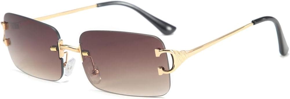 kachawoo Metal Rectangular Gradient Lens Sunglasses Rimless Sun Glasses for Women Frameless