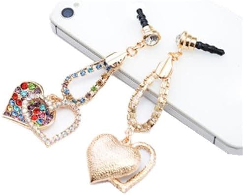 Mavis's Diary 1 pcs Bling Crystal Rhinestones 3.5mm Plated Love Heart Pattern Cellphone Charms Anti-Dust Earphone Audio Headphone Jack Plug Stopper for iPhone 4 4S Samsung Galaxy S2 S3 Note I9220 HTC Sony Nokia Motorola LG Lenovo +Free Mavis's Diary Cleaning Cloth