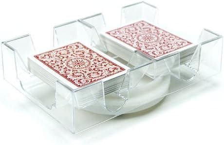 Brybelly Rotating Card Deck Tray | Standard Sized Playing Cards | Rotates in Any Direction | Clear | 2 Deck Tray & 2 Card Decks
