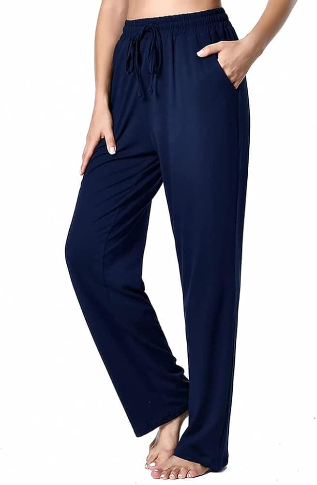 LNJE BETTER AND BETTER Women's Drawstring Pants, Wide Leg Yoga Sweatpants Comfy Loose Straight Lounge Pants with Pockets