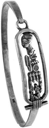 KemetArt Egyptian Jewelry Silver Nefertiti Cartouche Bangle