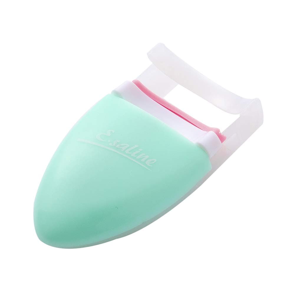 Mini Portable Eyelash Curler Plastic Rubber Portable Mini Eyelash Curler with 1 Refill Pads Replacement, Fresh Green Cute Mini Eyelash Curler, Travel Eyelash Curler