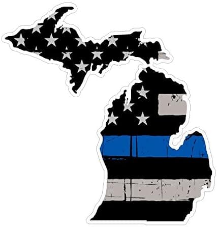 CustomDecal US Michigan State (V23) Thin Blue Line Vinyl Decal Sticker Car/Truck Laptop/Netbook Window
