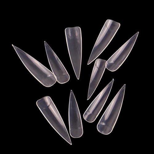 FlyItem® 500 Pcs Long Sharp False Nail Art Tips Acrylic Manicure Tools Kit (Clear)