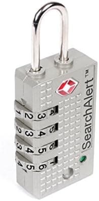 Sesamee K8470PTR 4 Dial Resettable Combination TSA Approved Travel Lock with Indicator, Pewter