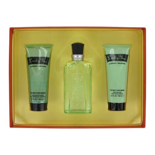 LUCKY YOU by Liz Claiborne Gift Set -- 3.4 oz Eau De Toilette Spray 3.4 oz Skin Smoother 3.4 oz Hair and Body Wash Men
