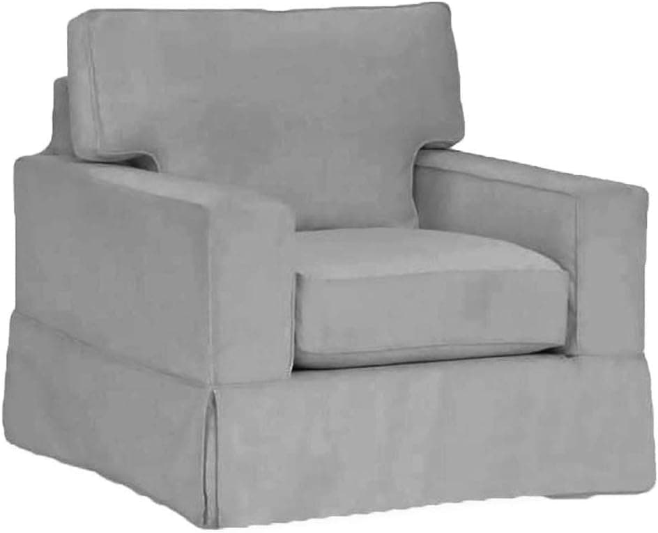 The Cotton Sofa Chair Cover Only Fits Pottery Barn PB Comfort Square Arm Armchair. A Durable Chair Slipcover Replacement (Square Arm Box Edge)