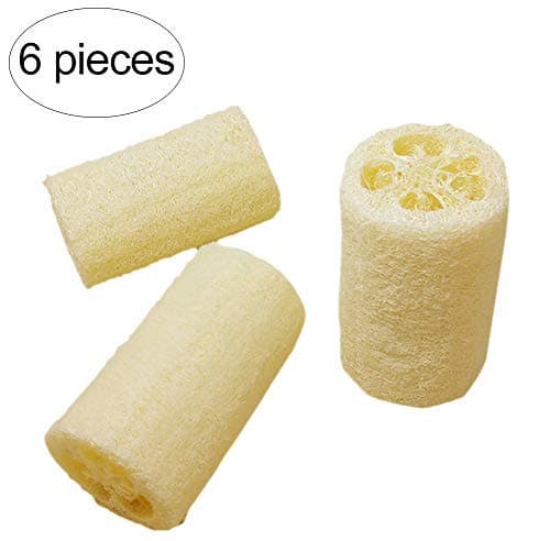 Suky&Woody 100% natural Featured Loofah Bath sponge Exfoliation Body Scrubber & Odorless Heat Resistant Loofah for Clean Bowls Pots Plates 5-inch 6 Pieces