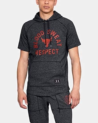 Under Armour Men's Project Rock Respect Short Sleeve Hoodie LG Black