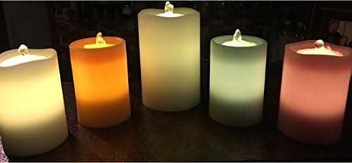 First Ever Scented 6 x 4 Real Scented Wax Rechargeable Aqua-Flame LED Candle Fountain W/Timer - Ivory White Scallop Top (Fresh Summer Breeze with Split Vanilla Bean Scent)