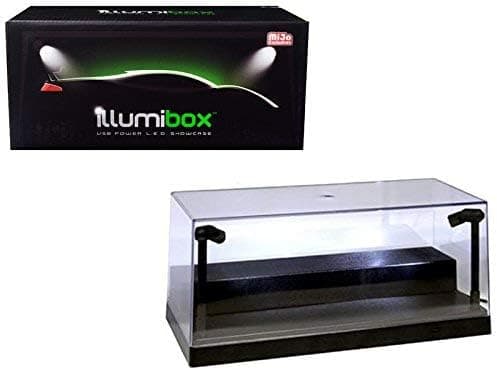 Illumibox USB Powered Plastic Collectible Display Show Case Black 1/24 Scale with Riser Option to Display 1/64 Scale Diecast Models with L.E.D. Lights 10001