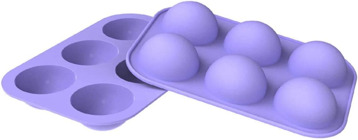 Medium Semi Sphere Silicone Mold, 2 Packs Half Sphere Silicone Baking Molds for Making Chocolate, Cake, Jelly, Dome Mousse (purple)