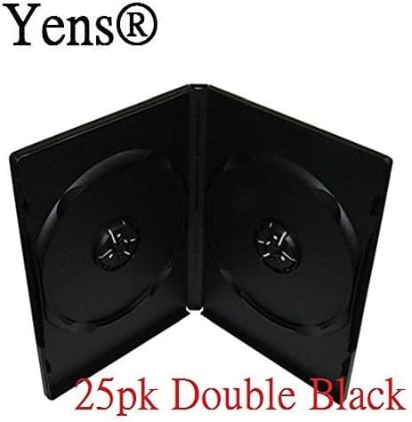 Yens Standard DVD Cases & Outter Clear Sleeve Premium Grades, Double, Black, 25 Piece