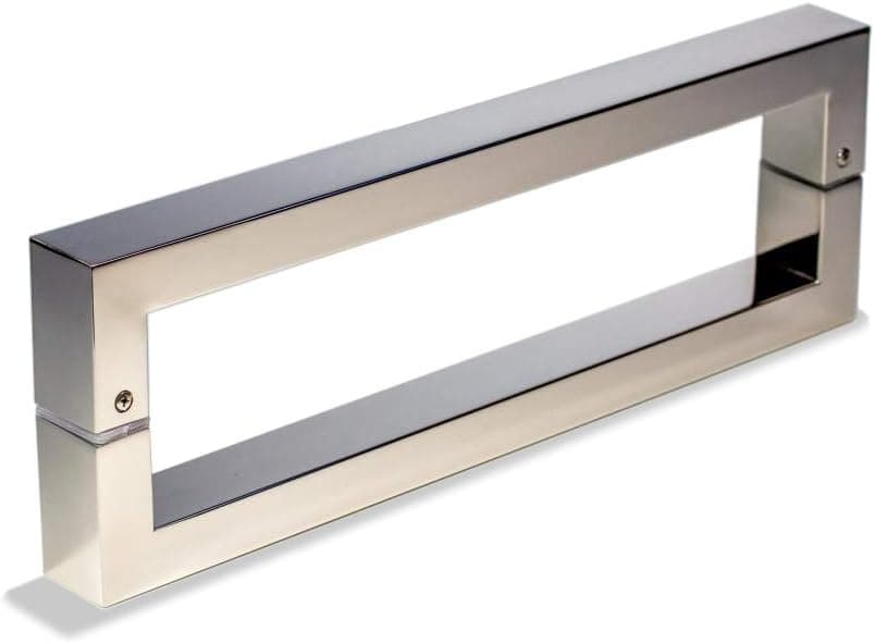 8 Inch Square Rectangle Flat Shape Bar Stainless Steel Modern Contemporary Entry Door Handle Bar Pull Shower Glass Sliding Barn Door Interior Exterior Door Pull Push Chrome Mirror Polish Finish