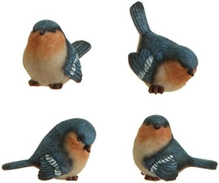 RAZ Imports Blue & Peach 2" Birds Set of 4