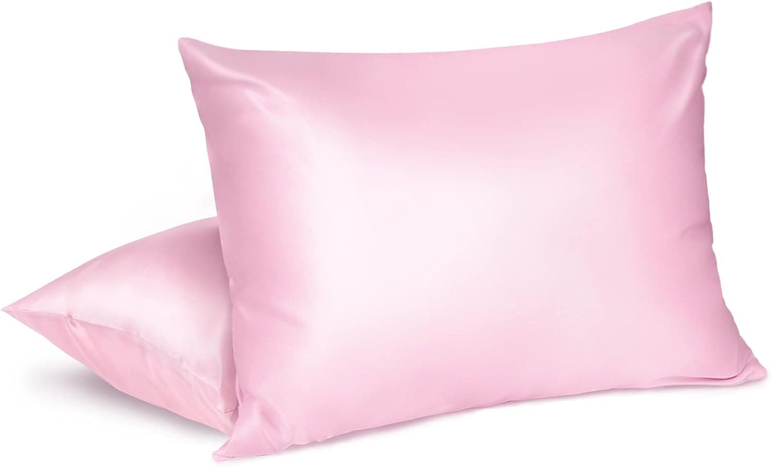 Fittia Satin Pillowcase King for Hair and Skin, Satin Pillow Cases for Women 2 Pack with Hidden Zipper, Pink, 20x36 inches