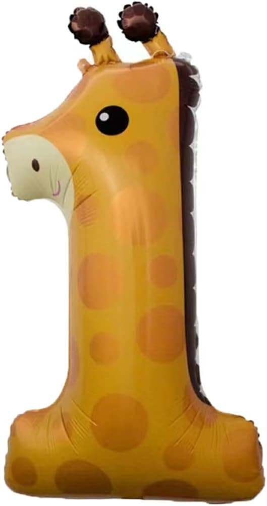 40" Huge Giraffe Number 1 Balloons Cartoon Foil Balloons for 1st First Party Decoration Supplies