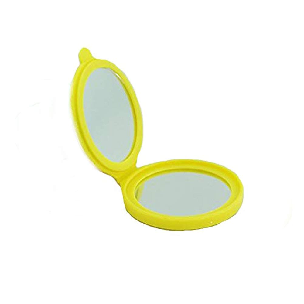 KOLIGHT Silica Gel Mini Cosmetic Portable Fold Pocket Women Girls Makeup Mirrors(Light-Yellow)