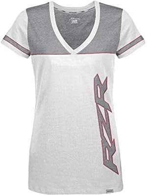 Women's White & Grey Polaris RZR V-Neck Short Sleeve Shirt
