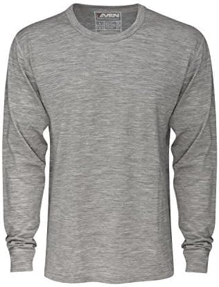 7EVEN Clothing Co Mens 100% Lightweight Merino Wool Long Sleeve Shirt 190 GSM (XL, Grey)