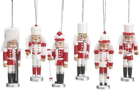 Set Of 6 Wood Nutcracker Christmas Tree Ornaments Beautiful Holiday Decor