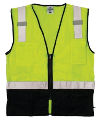 Kishigo 1509 Ultra-Cool Polyester Black Bottom Vest, Fits 2X-Large and 3X-Large, Lime Black