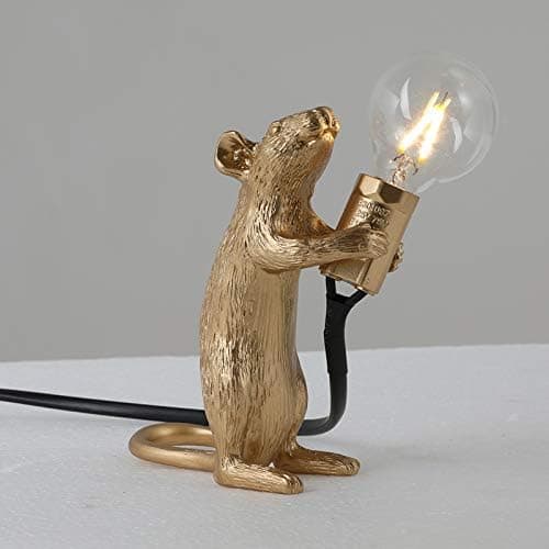 Mouse Lamp, Modern Cute LED Mouse Table Lamp Shape Resin Desk Light Bedside Mouse Lamp Black/White/Golden Room Decor Creative Mouse Desk Lamps Bedside Gift for Bar, Cafe, Living Room, Bedroom