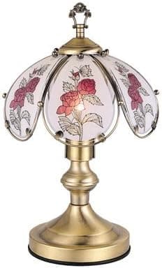 14.25"h Glass Rose Theme Antique Bronze Base Touch Lamp