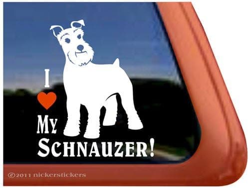I Love My Schnauzer Dog Vinyl Window Decal Sticker