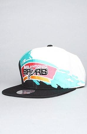 Mitchell & Ness The Sam Antonio Spurs Paintbrush Snapback Hat in Black
